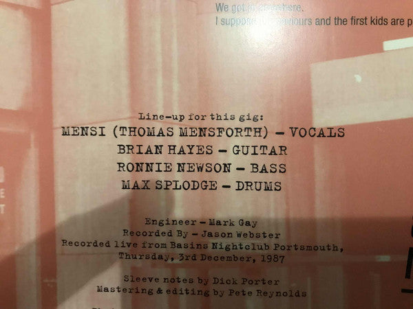 Angelic Upstarts : Live At The Basins Nightclub '87 (LP)