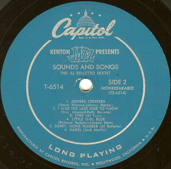 The Al Belletto Sextet : Sounds And Songs (LP, Album, Mono)