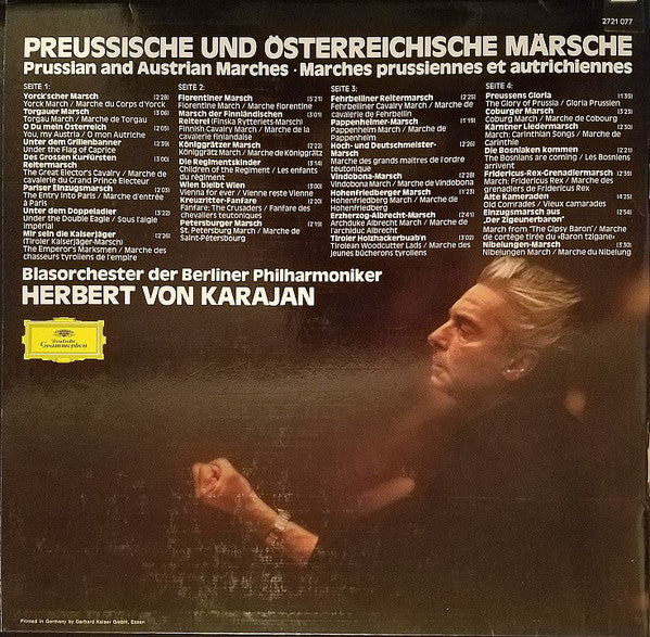 Herbert von Karajan, Blasorchester der Berliner Philharmoniker : Märsche · Prussian And Austrian Marches (2xLP, Album, Gat)