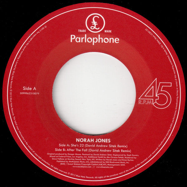 Norah Jones : She's 22 / After The Fall (David Andrew Sitek Remix) (7", RSD, Single, Ltd)