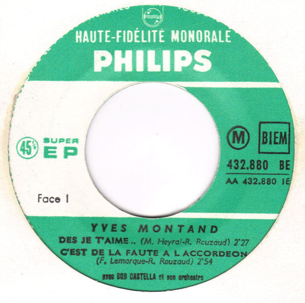 Yves Montand : Des Je T'aime (7", EP)