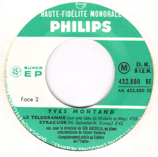 Yves Montand : Des Je T'aime (7", EP)