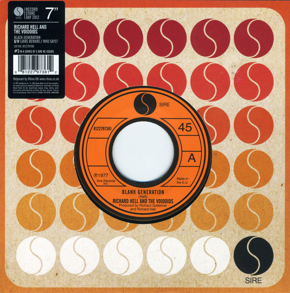 Richard Hell & The Voidoids : Blank Generation (7", EP, RSD, Ltd, RE)