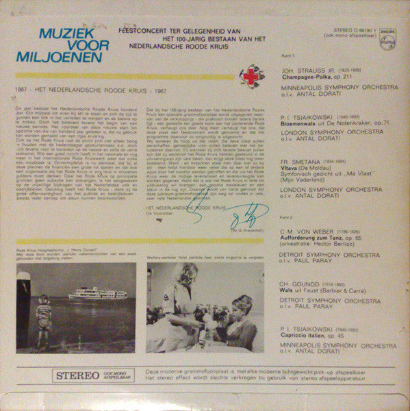 Various : Muziek Voor Miljoenen - Feestconcert Ter Gelegenheid Van Het 100-Jarig Bestaan Van Het Nederlandsche Roode Kruis (LP, Comp)
