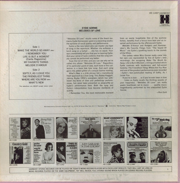 Eydie Gormé : Melodies Of Love (LP)