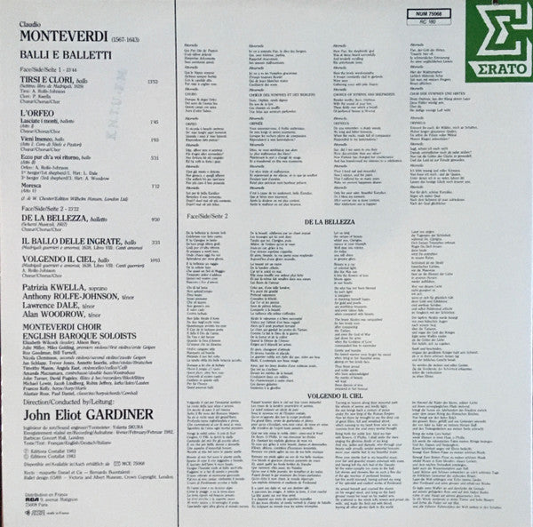 Claudio Monteverdi - The Monteverdi Choir, The English Baroque Soloists, John Eliot Gardiner : Balli E Balletti (Orfeo / Tirsi E Clori / Il Ballo Delle Ingrate...) (LP)