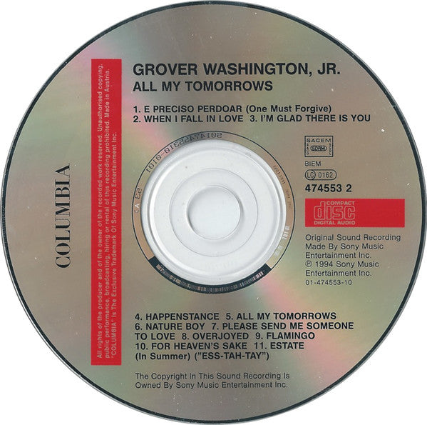 Grover Washington, Jr. : All My Tomorrows (CD, Album)