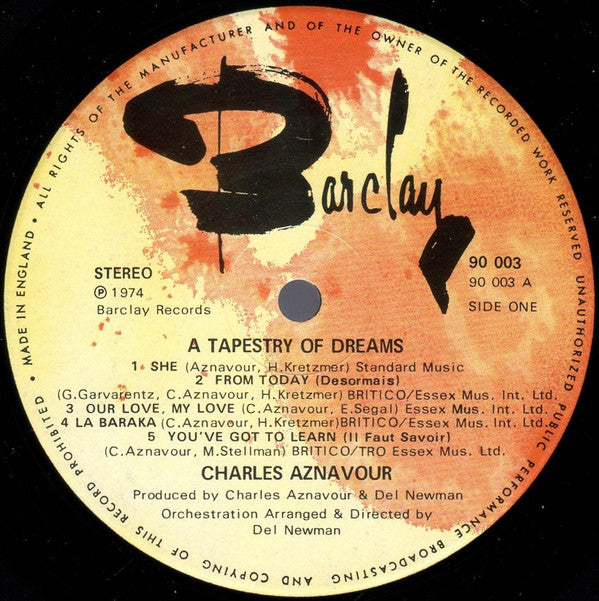 Charles Aznavour : A Tapestry Of Dreams (LP, Album)