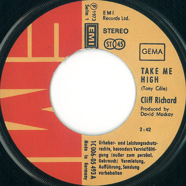 Cliff Richard : Take Me High (7")