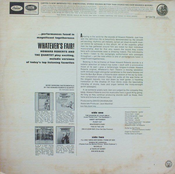 The Howard Roberts Quartet : Whatever's Fair (LP, Album)