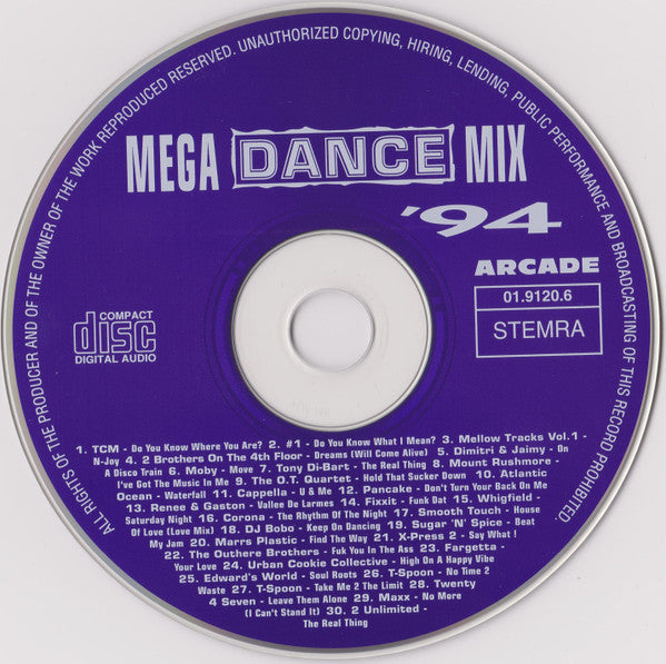 Various : Mega Dance Mix '94 (CD, Mixed)