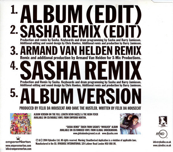 Felix Da Housecat : Watching Cars Go By (CD, Single)