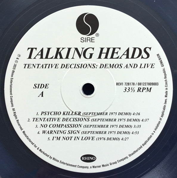 Talking Heads : Tentative Decisions: Demos & Live (LP, Cle + 7", Cle + RSD, Comp, Ltd)