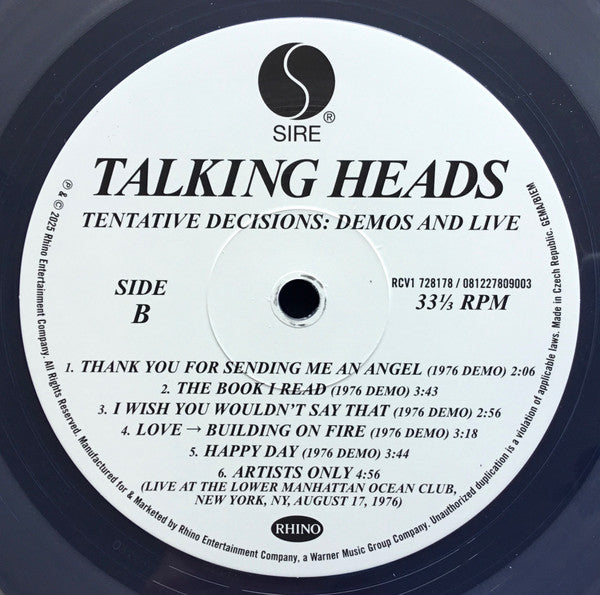 Talking Heads : Tentative Decisions: Demos & Live (LP, Cle + 7", Cle + RSD, Comp, Ltd)
