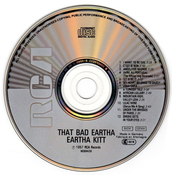 Eartha Kitt With Henri René And His Orchestra : That Bad Eartha (CD, Album, RE)