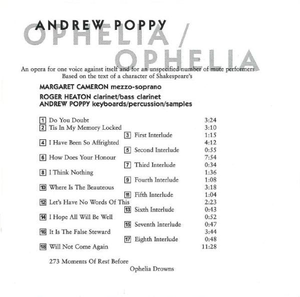 Andrew Poppy : Ophelia / Ophelia (CD, Album)