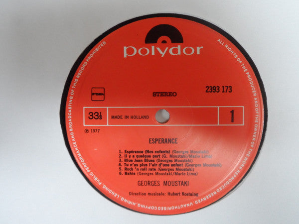 Georges Moustaki : Espérance (LP, Album, Gat)