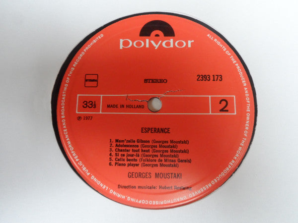 Georges Moustaki : Espérance (LP, Album, Gat)
