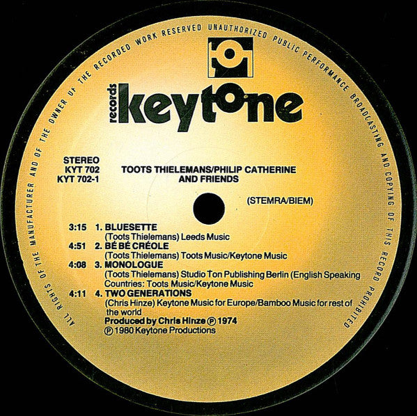 Toots Thielemans / Philip Catherine : Toots Thielemans/Philip Catherine And Friends (LP, Album, RE)
