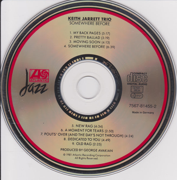Keith Jarrett Trio : Somewhere Before (CD, Album, RE)