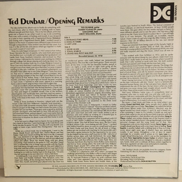 Ted Dunbar : Opening Remarks (LP, Album)