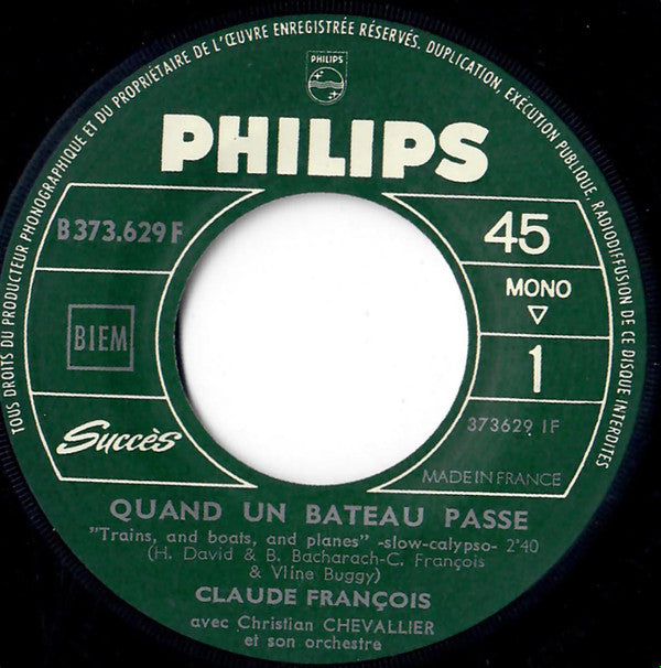 Claude François : Quand Un Bateau Passe (7", Single, Mono, Jukebox)