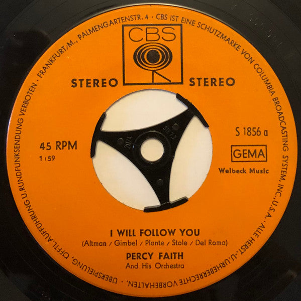 Percy Faith & His Orchestra : I Will Follow You (7", Single)