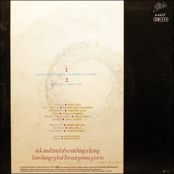 Sade : When Am I Going To Make A Living (7", Single)