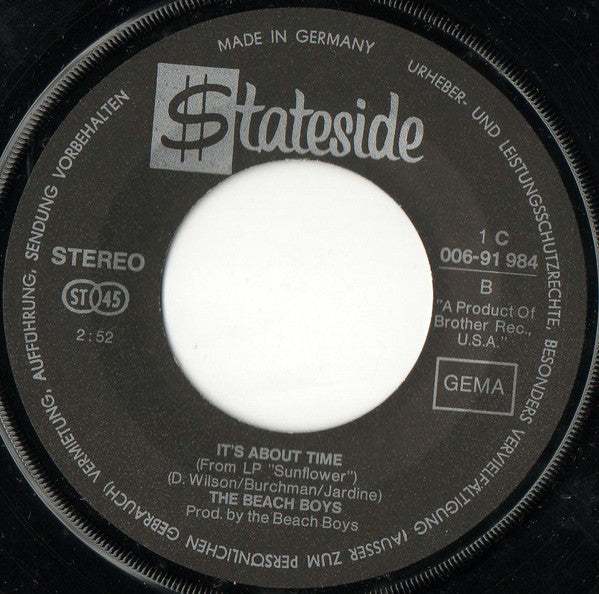 The Beach Boys : Tears In The Morning (7", Single)