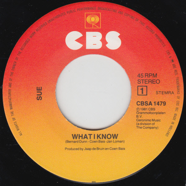 Sue Chaloner : What I Know (7", Single)