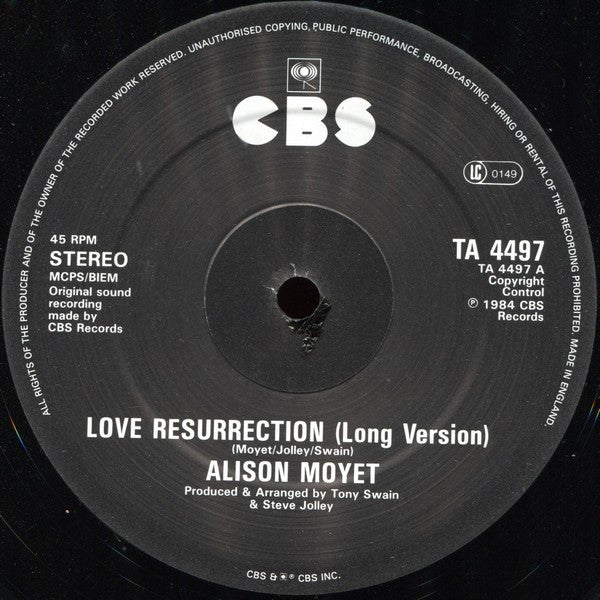 Alison Moyet : Love Resurrection (Love Injected Remix) (12")