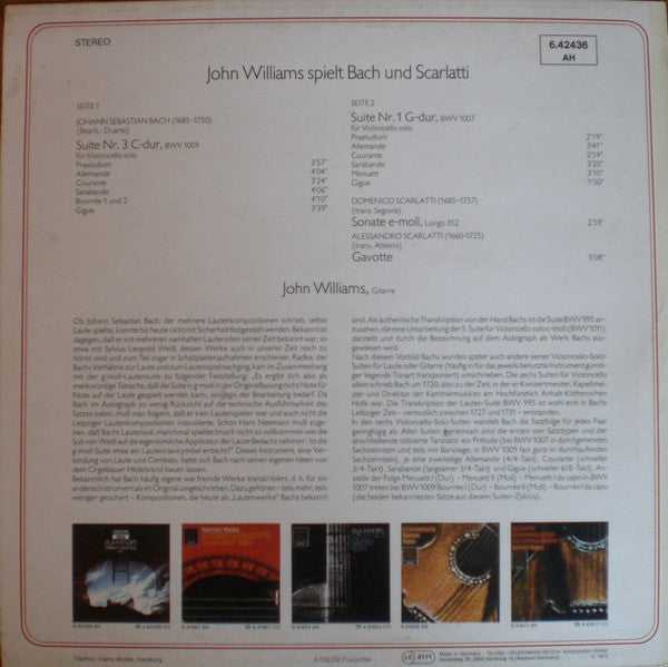 John Williams (7) : John Williams Spielt Bach Und Scarlatti (LP)