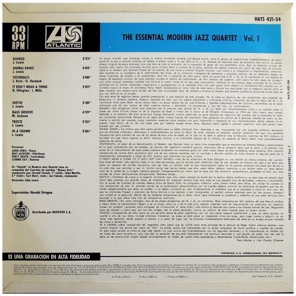 The Modern Jazz Quartet : The Essential Modern Jazz Quartet Vol. 1 (LP, Comp)