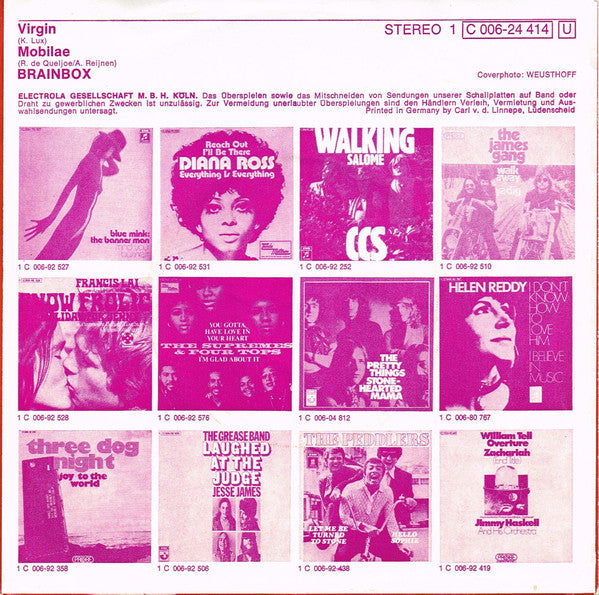 Brainbox (3) : Virgin / Mobilae (7", Single)