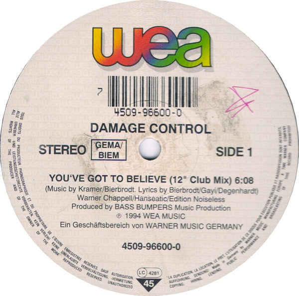 Damage Control : You've Got To Believe (12")