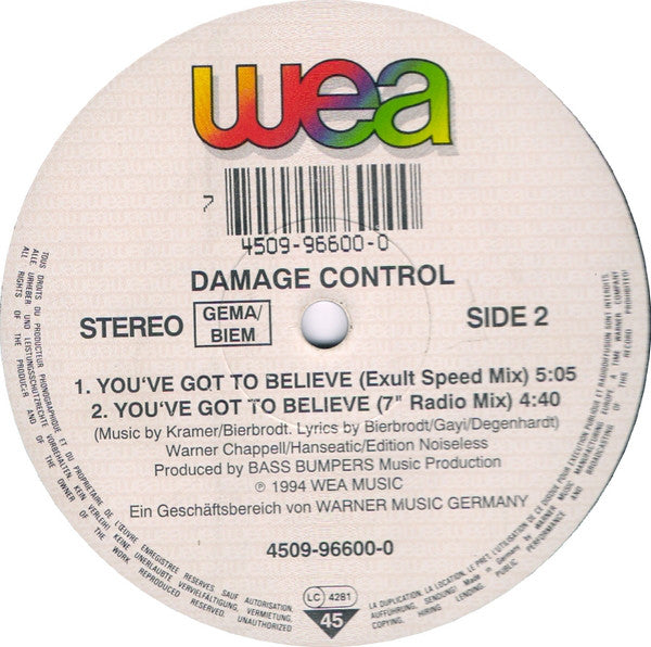 Damage Control : You've Got To Believe (12")