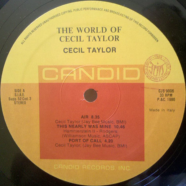 Cecil Taylor : The World Of Cecil Taylor (LP, Album, RE)