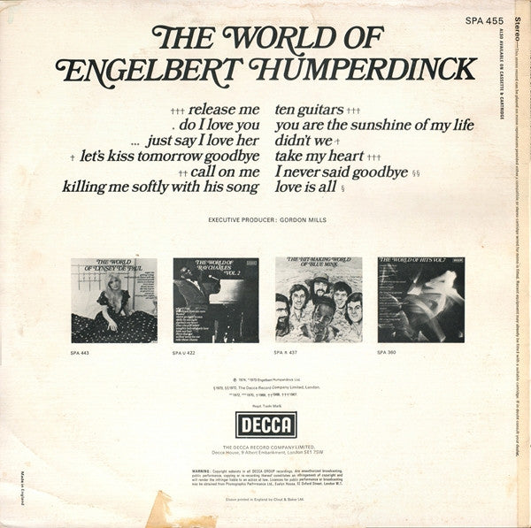 Engelbert Humperdinck : The World Of Engelbert Humperdinck (LP, Comp)