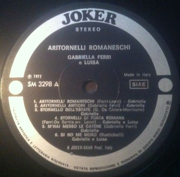 Gabriella Ferri : Aritornelli Romaneschi (LP, Comp)
