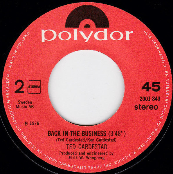 Ted Gärdestad : Back In The Business (7", Single)
