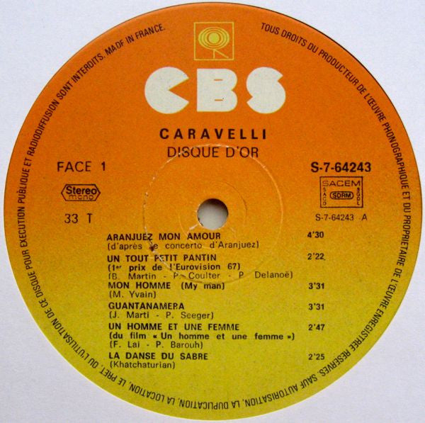 Caravelli : Disque D'Or (LP, Comp, Gat)