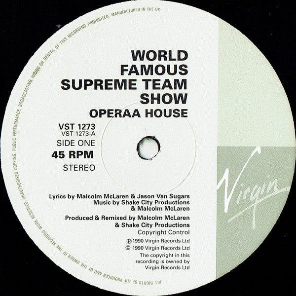 Malcolm McLaren Presents World's Famous Supreme Team : Operaa House - Aria On Air (12")