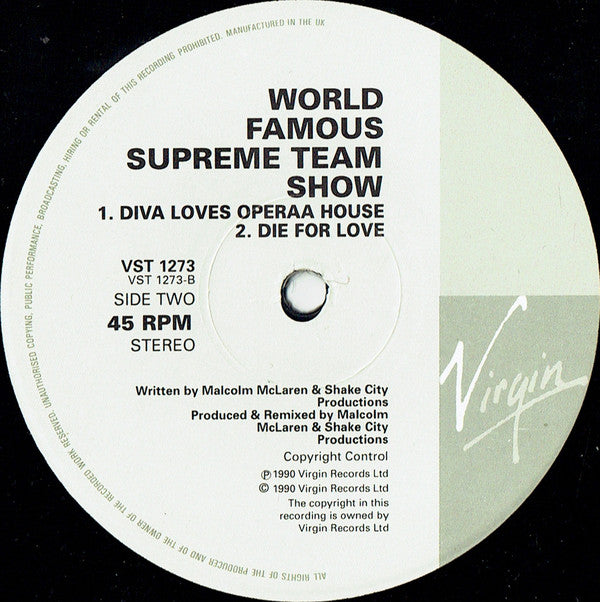 Malcolm McLaren Presents World's Famous Supreme Team : Operaa House - Aria On Air (12")