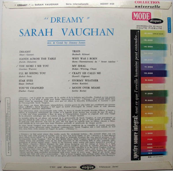 Sarah Vaughan : Dreamy (LP, Album, Mono, RE)