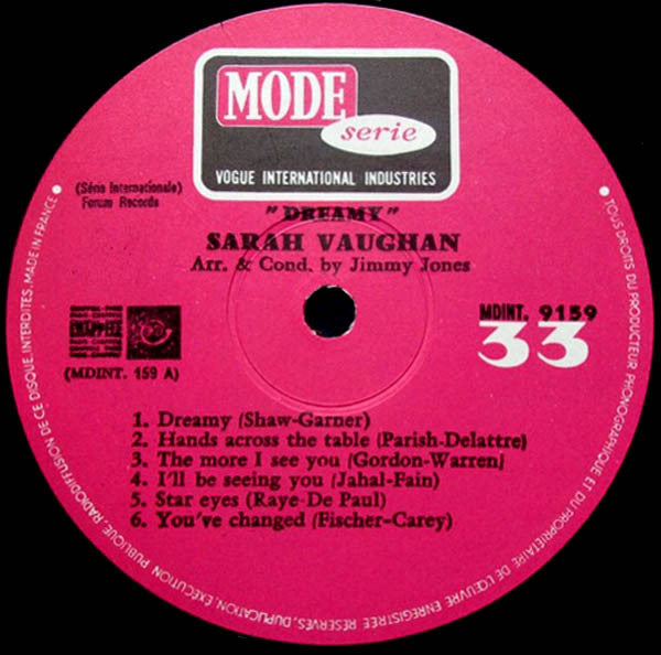 Sarah Vaughan : Dreamy (LP, Album, Mono, RE)