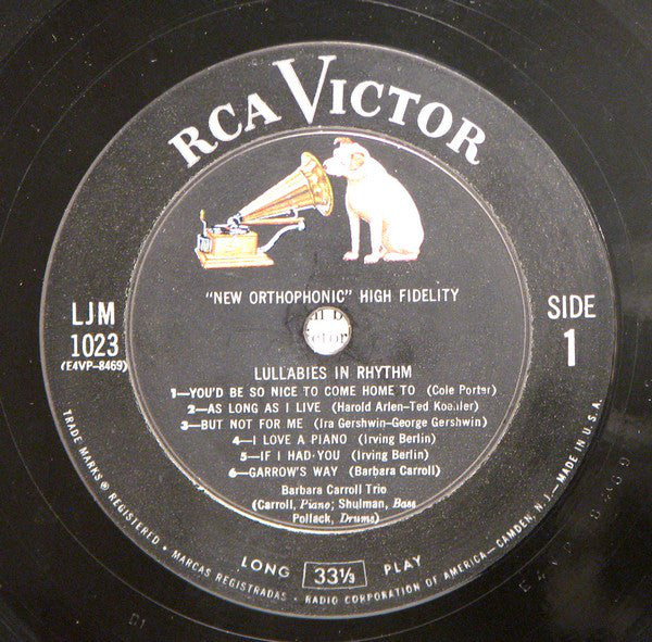 Barbara Carroll : Lullabies In Rhythm (LP, Mono)