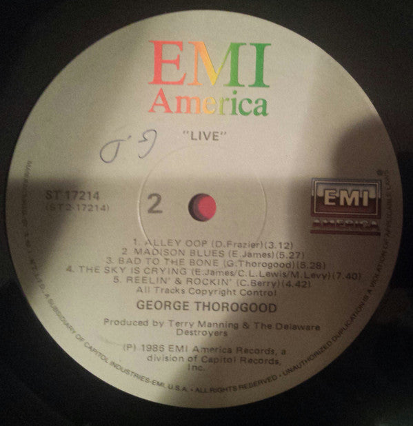 George Thorogood & The Destroyers : Live (LP, Album)