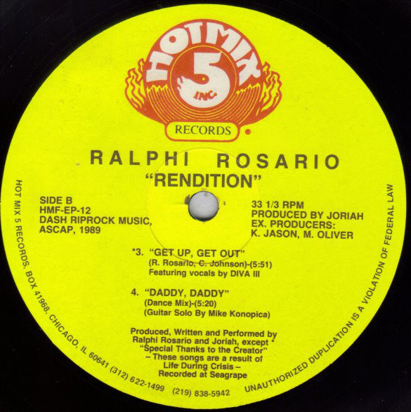 Ralphi Rosario : Rendition (12", EP)