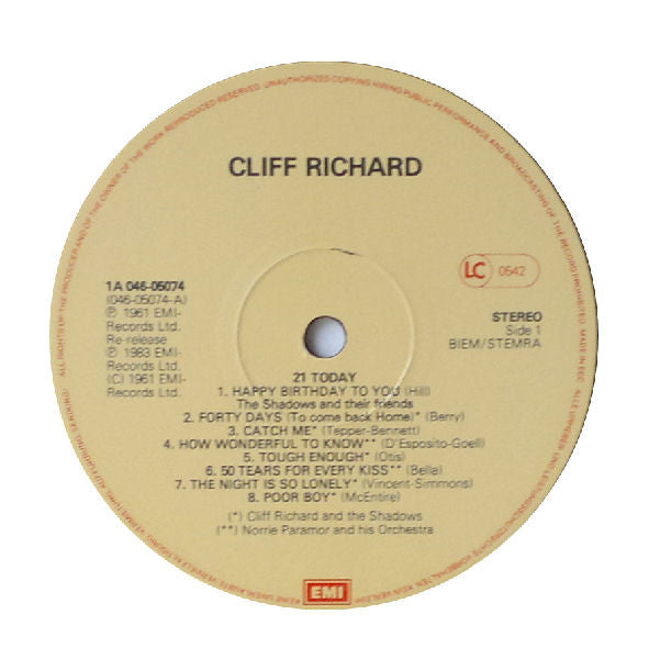 Cliff Richard : 21 Today (LP, Album, RE)