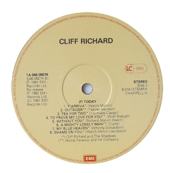 Cliff Richard : 21 Today (LP, Album, RE)